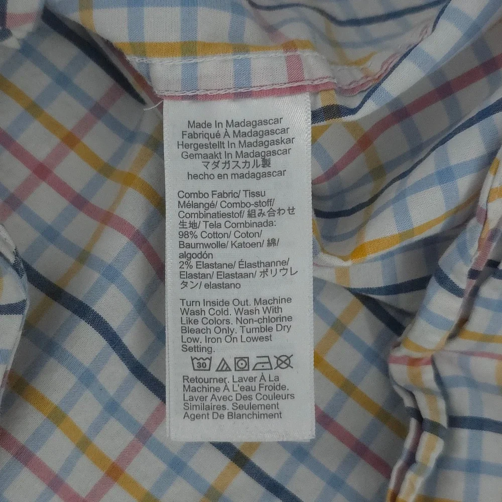 J Crew Flex Washed Slim Untucked Plaid Button Down Shirt Mens Medium